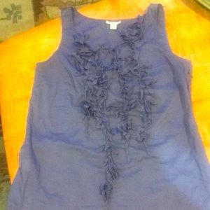 Mellow blue J Crew cotton fringe blouse